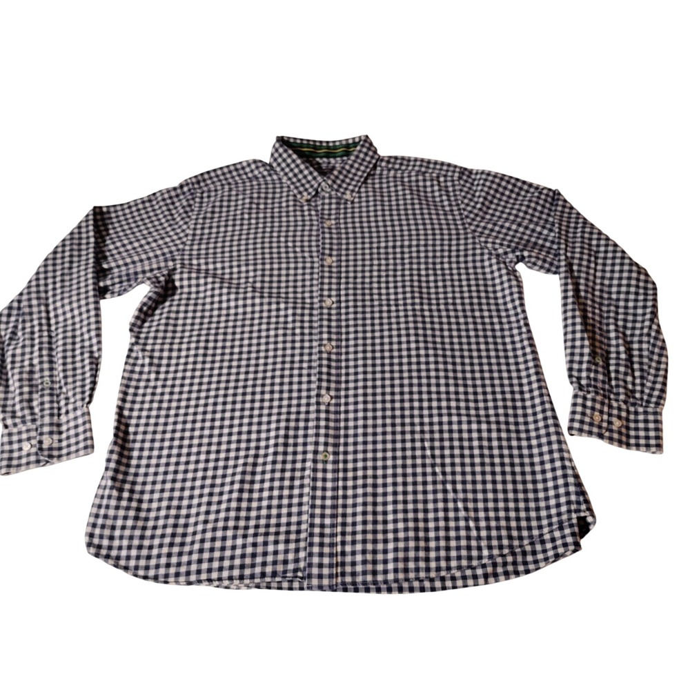 J. McLaughlin Men's Size‎ XL Long Sleeve Button Down Blue Check Trim Fit Shirt